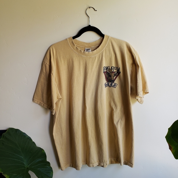 Vintage Tops - Vintage Big Bull Beer Dyed Tee Shirt